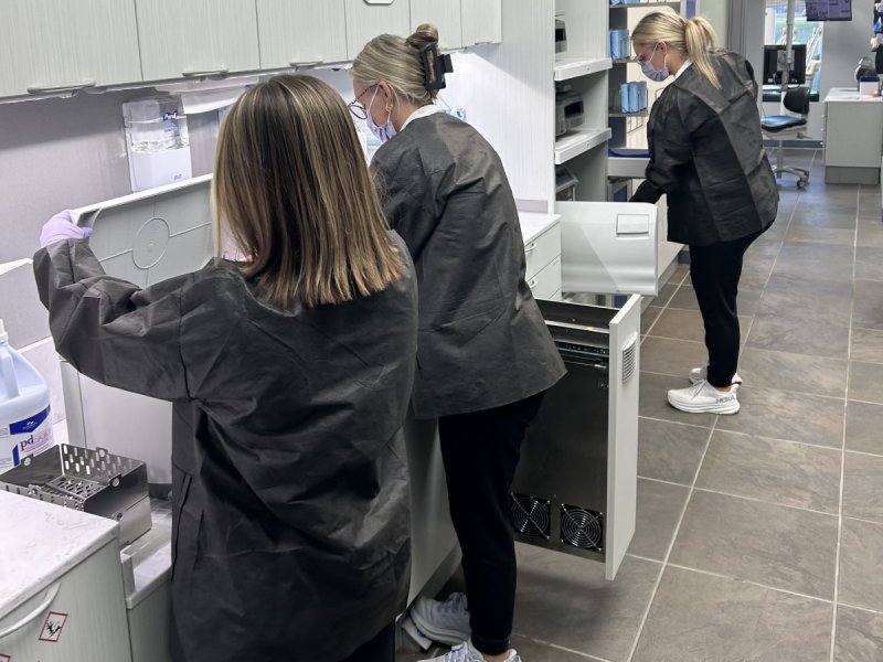 Three girls in lab